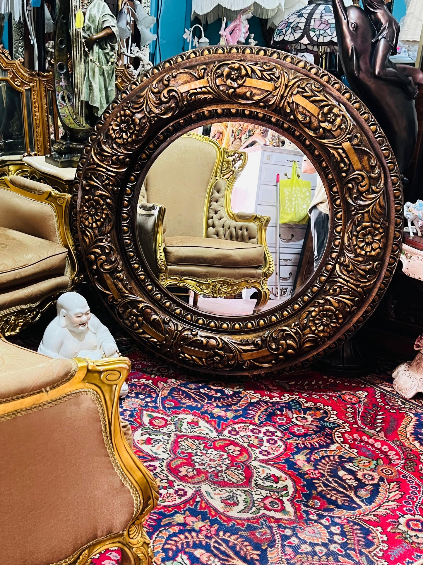 🪞🌟 Hollywood Regency Round Vintage Mirror🌟🪞