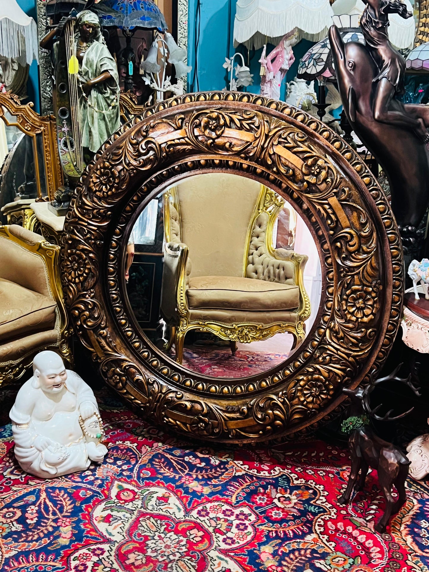 🪞🌟 Hollywood Regency Round Vintage Mirror🌟🪞