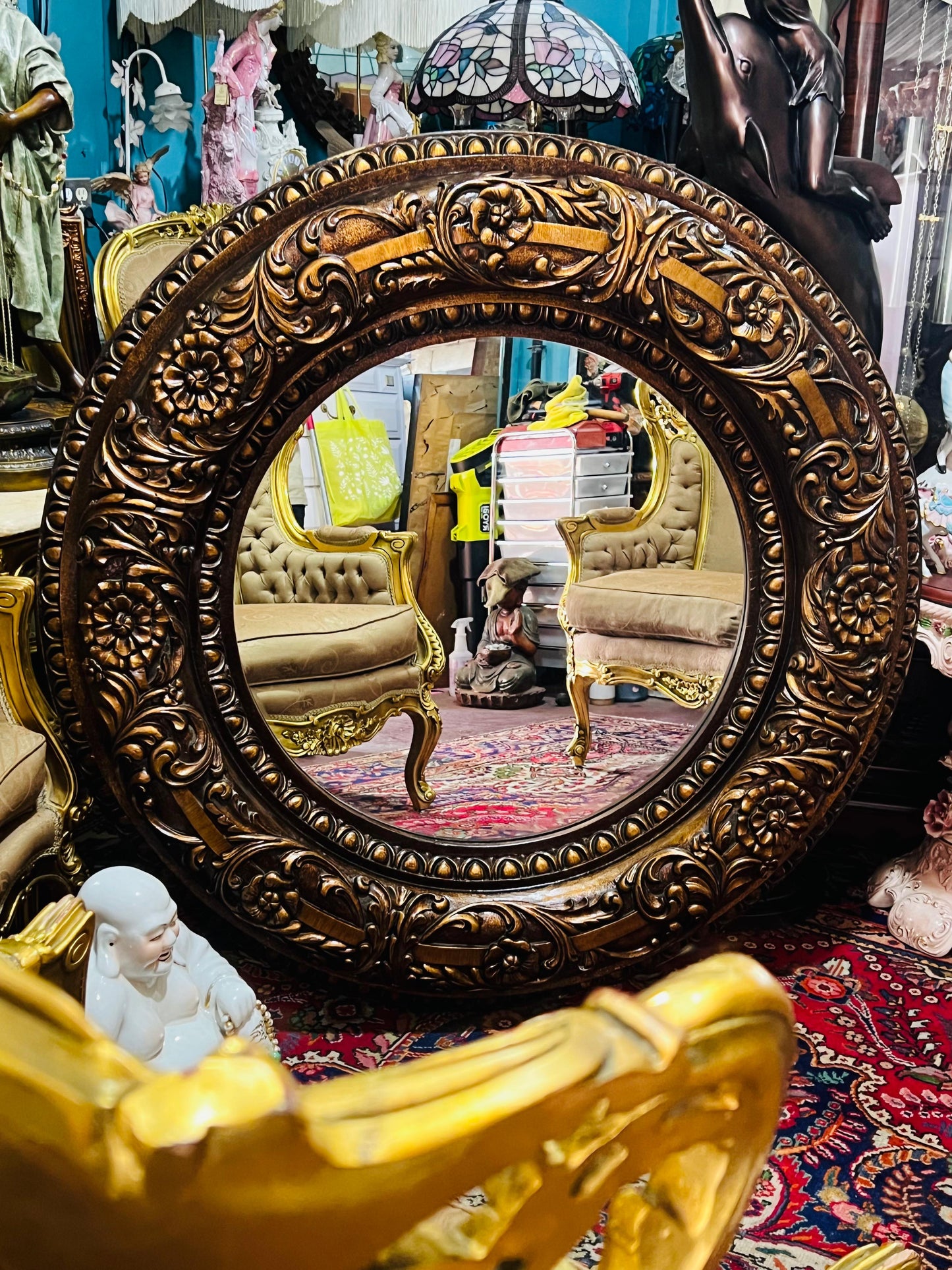 🪞🌟 Hollywood Regency Round Vintage Mirror🌟🪞