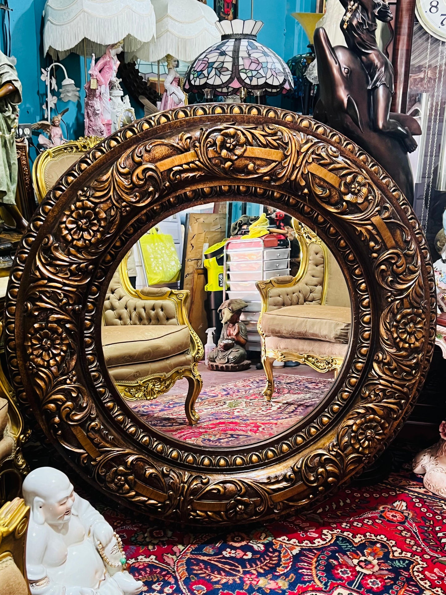 🪞🌟 Hollywood Regency Round Vintage Mirror🌟🪞