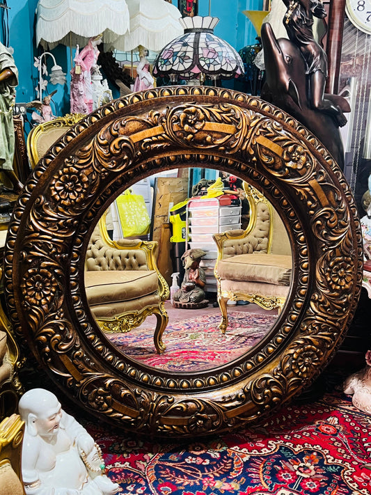 🪞🌟 Hollywood Regency Round Vintage Mirror🌟🪞