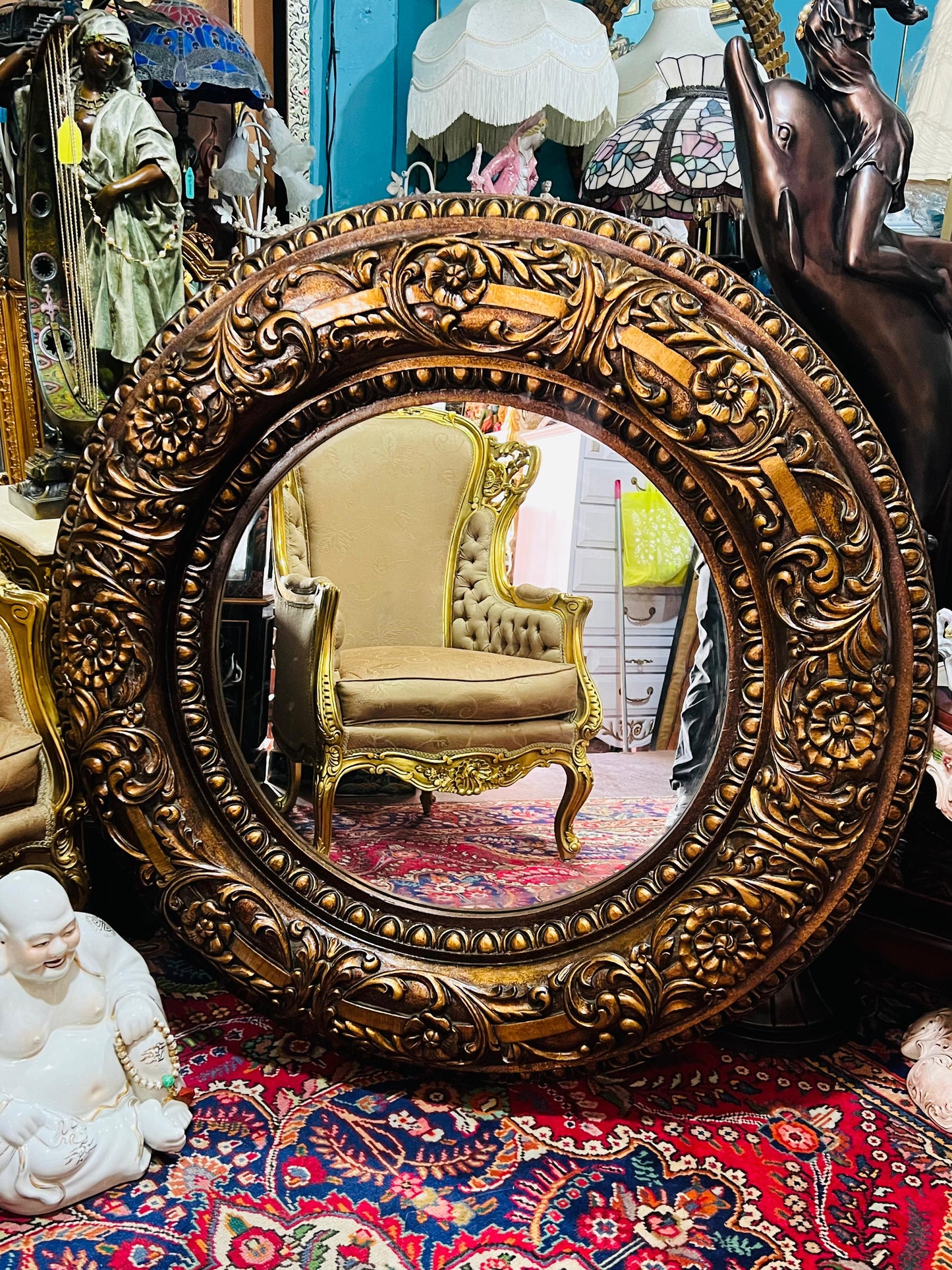 🪞🌟 Hollywood Regency Round Vintage Mirror🌟🪞