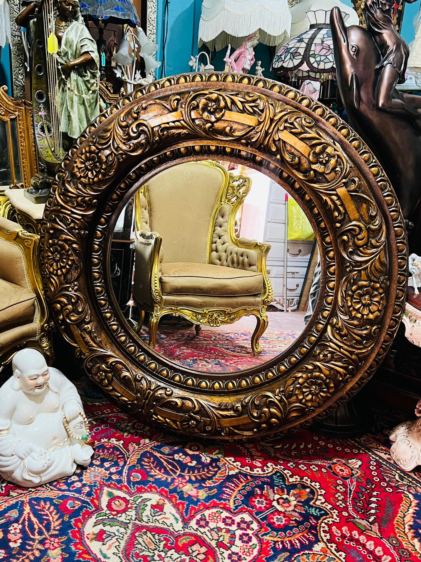 🪞🌟 Hollywood Regency Round Vintage Mirror🌟🪞