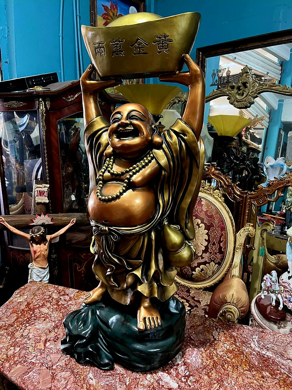 🇨🇳🎎 🐉🕉️Laughing Fengshui Buddha Sculpture in Rough Porcelain 🕉️🐉🎎🇨🇳