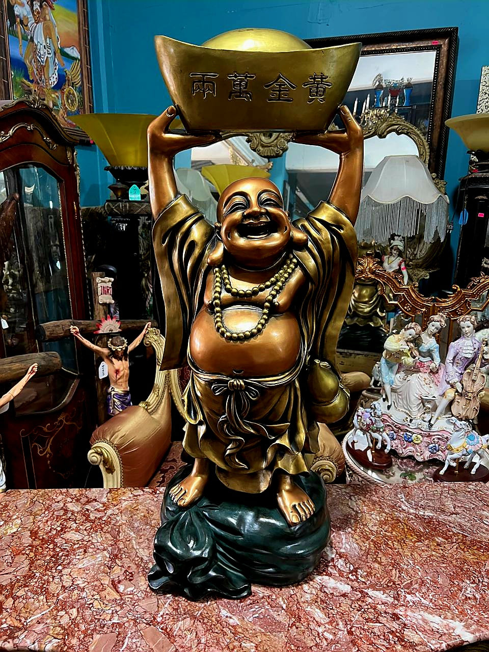 🇨🇳🎎 🐉🕉️Laughing Fengshui Buddha Sculpture in Rough Porcelain 🕉️🐉🎎🇨🇳