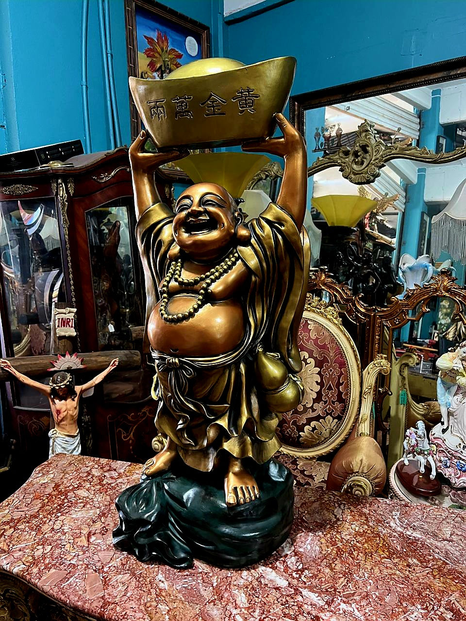 🇨🇳🎎 🐉🕉️Laughing Fengshui Buddha Sculpture in Rough Porcelain 🕉️🐉🎎🇨🇳