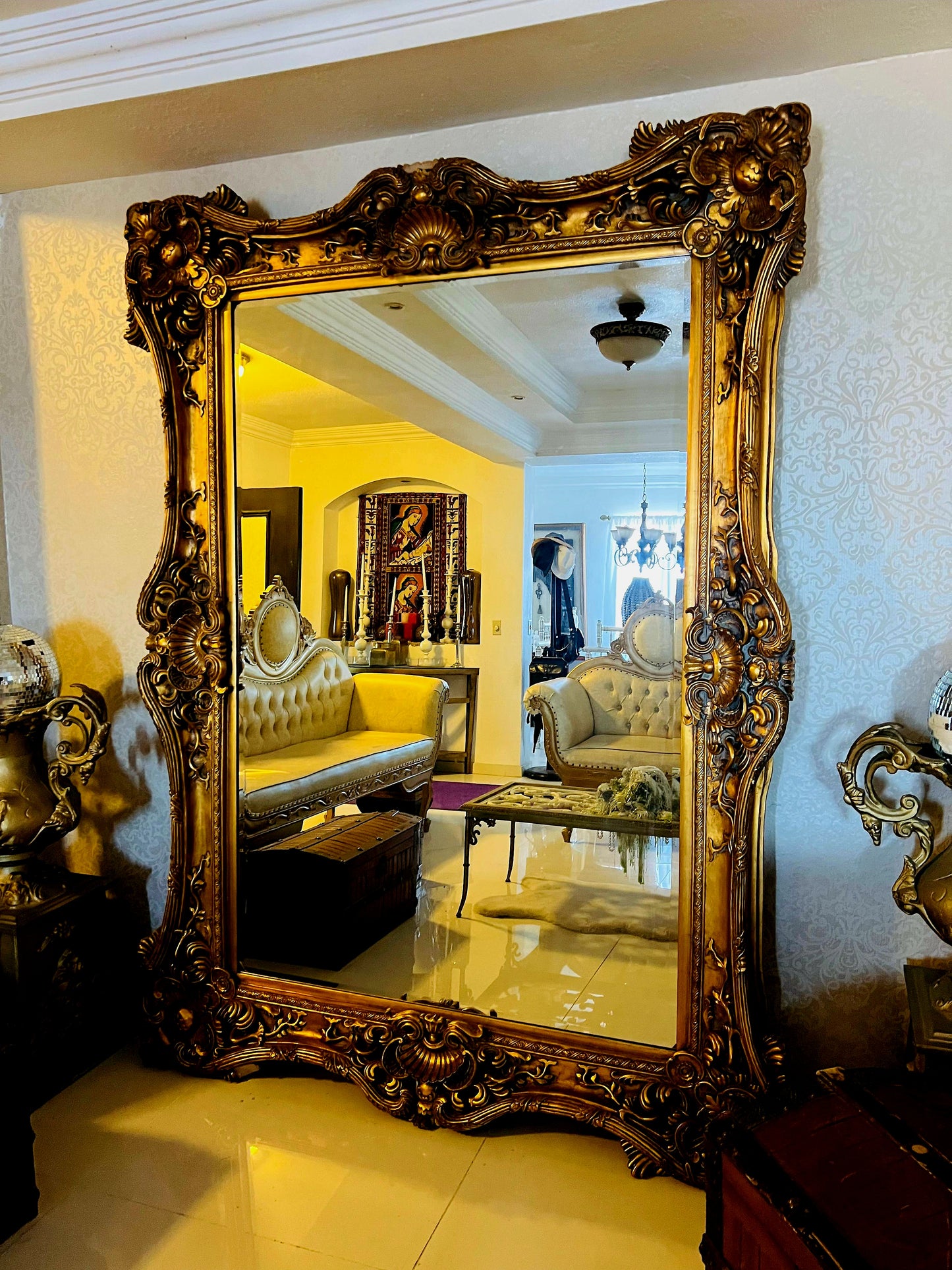 🪞 Large Antique Italian Mirror, Venetian Style🪞