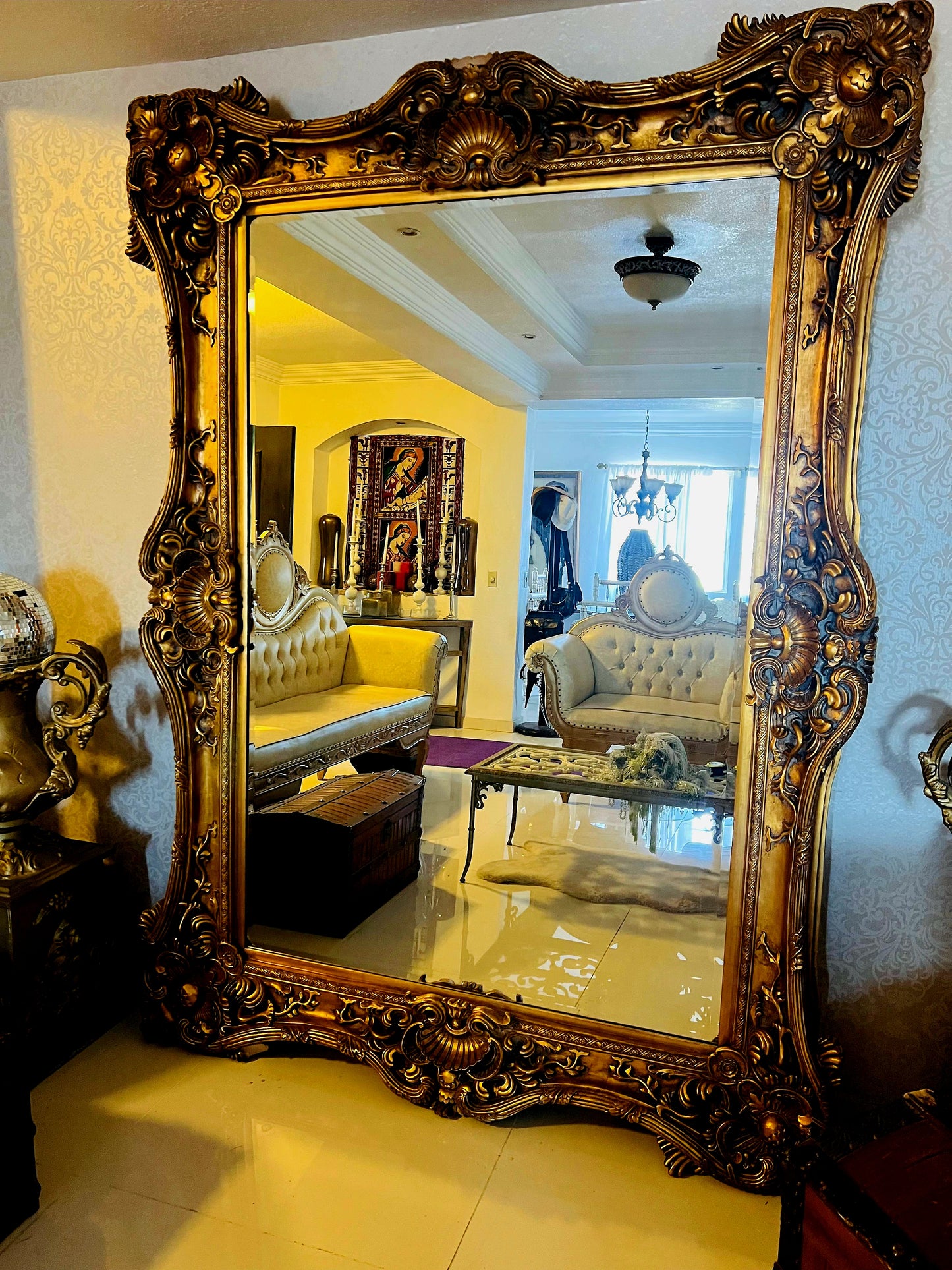 🪞 Large Antique Italian Mirror, Venetian Style🪞