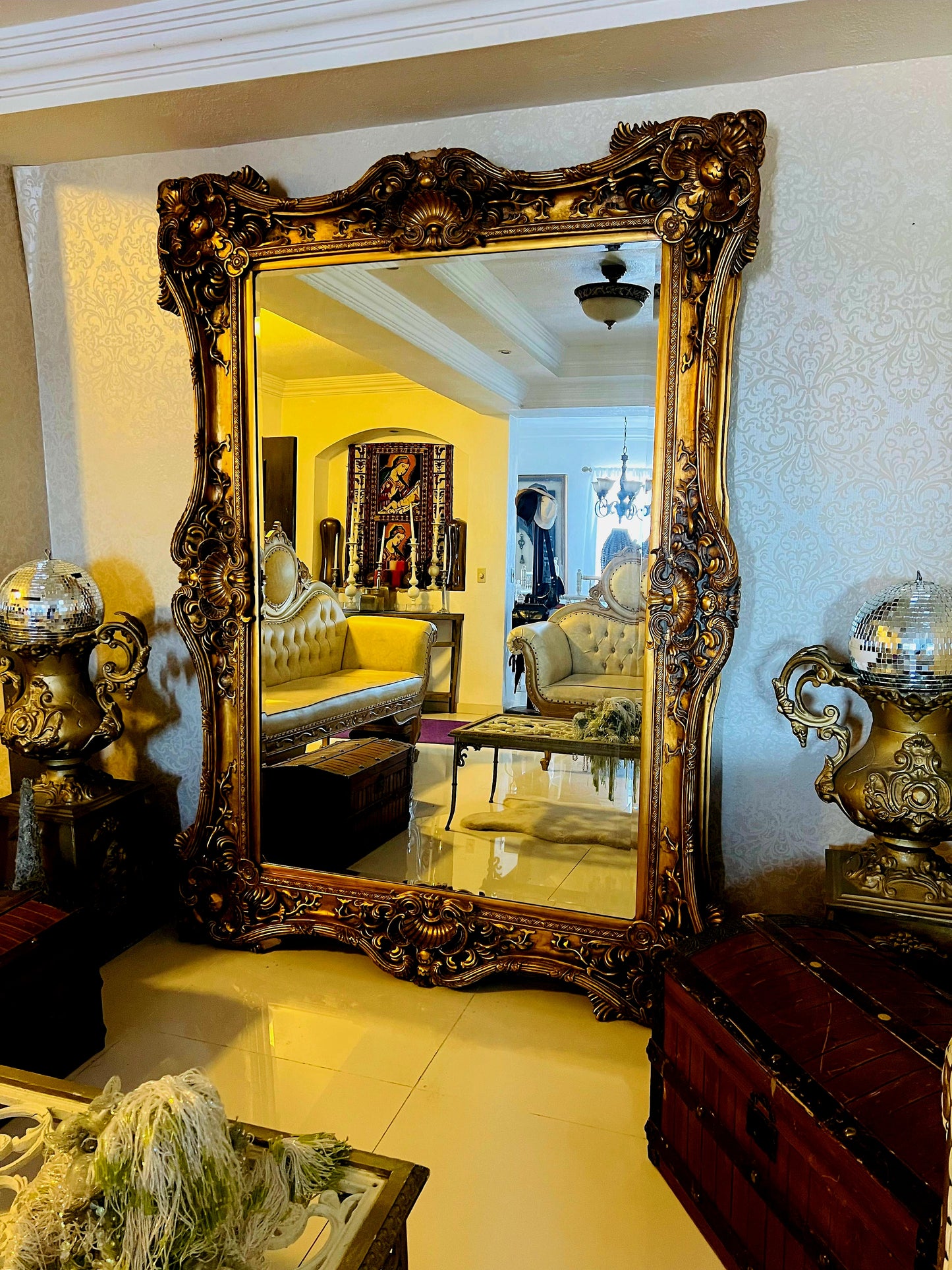 🪞 Large Antique Italian Mirror, Venetian Style🪞