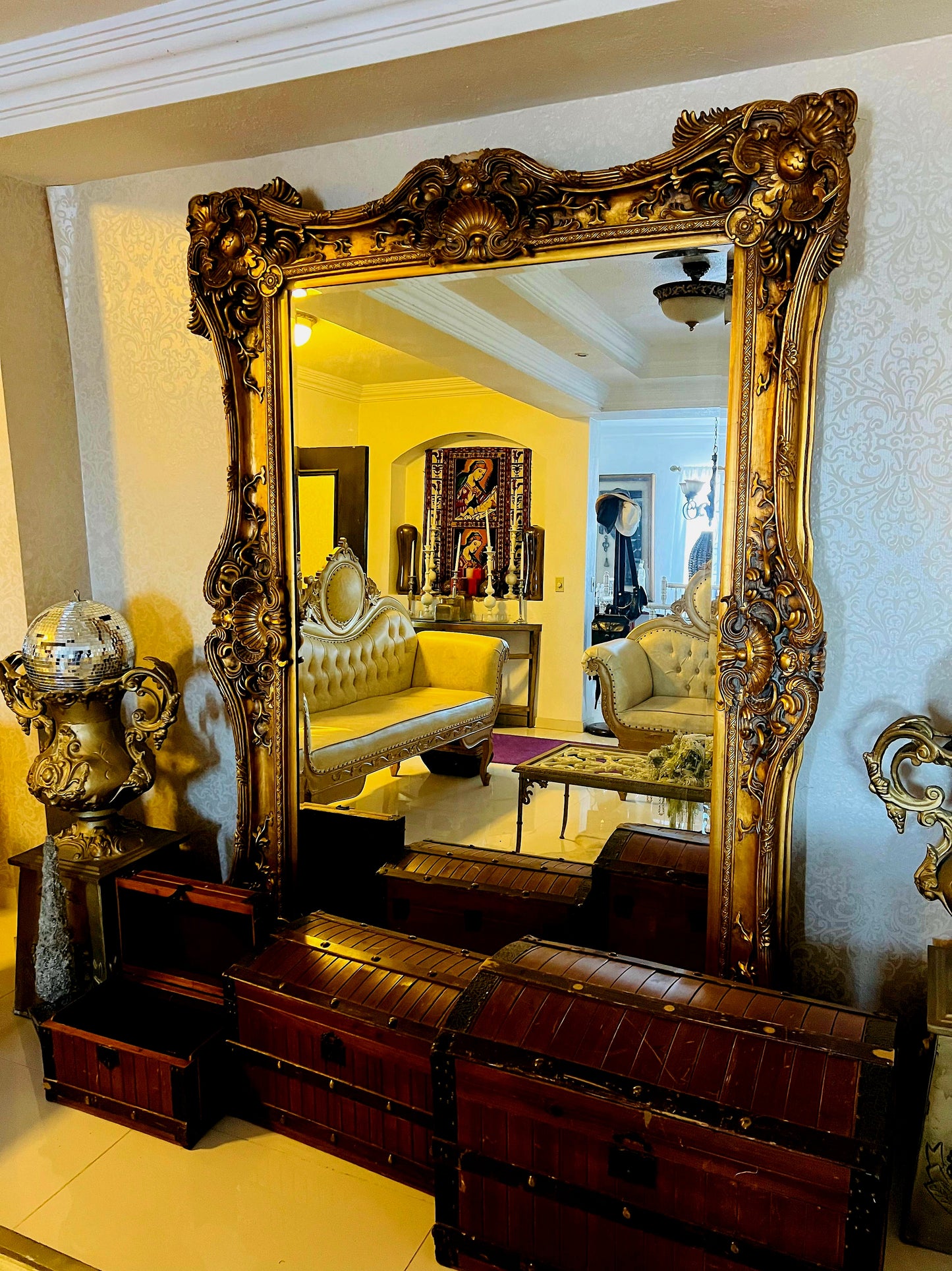 🪞 Large Antique Italian Mirror, Venetian Style🪞
