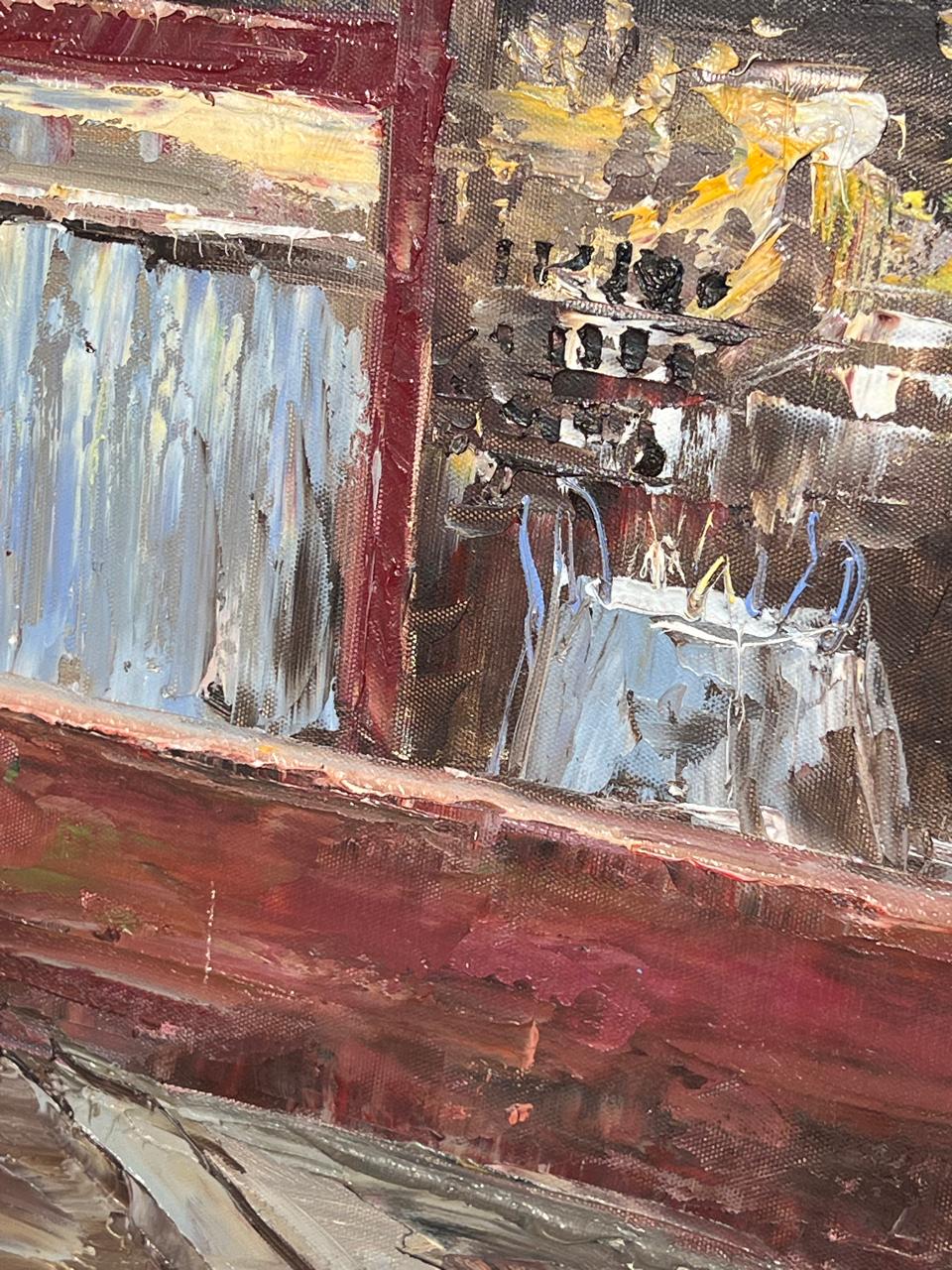 🎨🖼️Cuadro Pintado a Mano con Escena Parisina – 134x104x4 cm 🎨🖼️