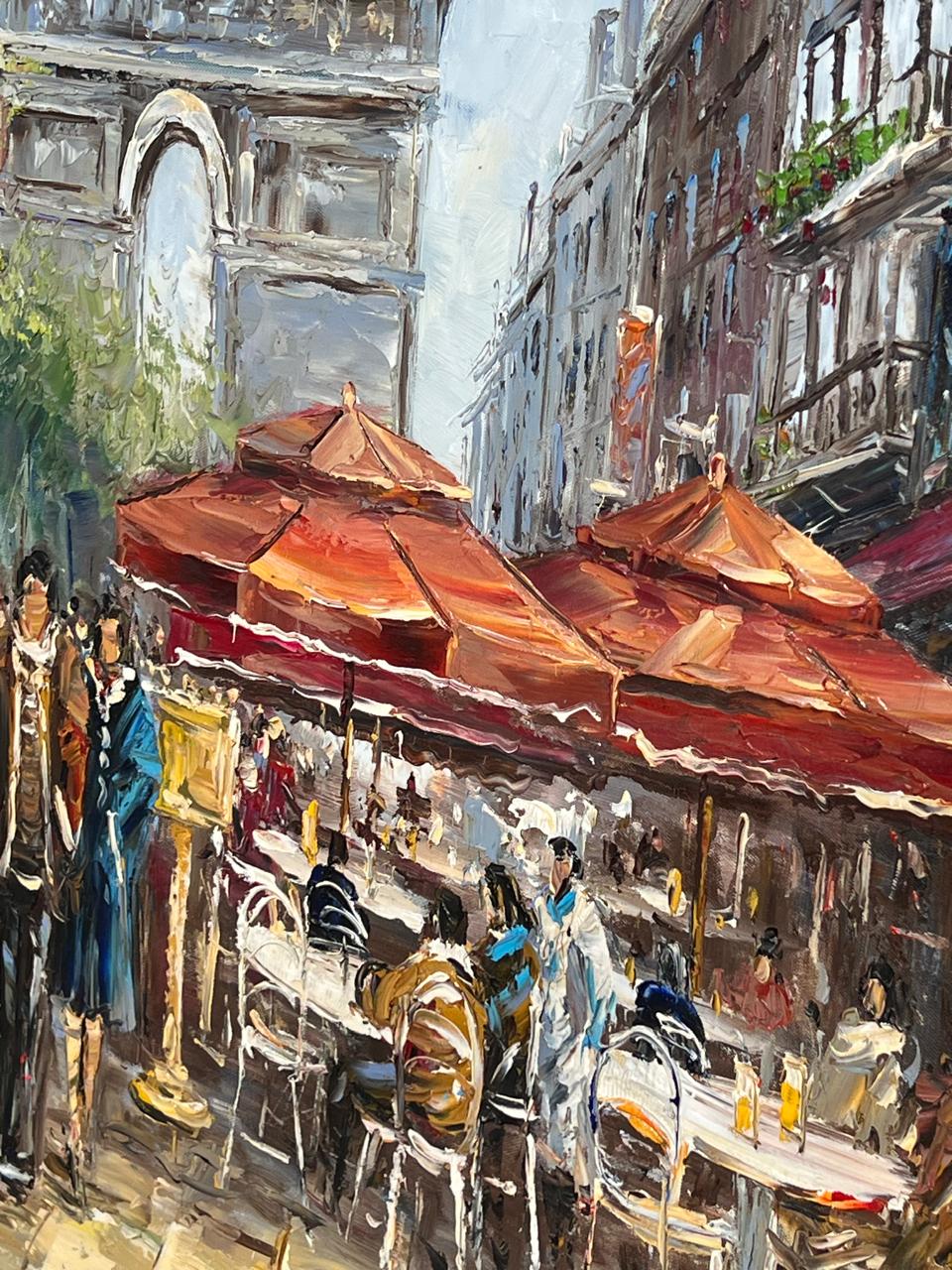 🎨🖼️Cuadro Pintado a Mano con Escena Parisina – 134x104x4 cm 🎨🖼️
