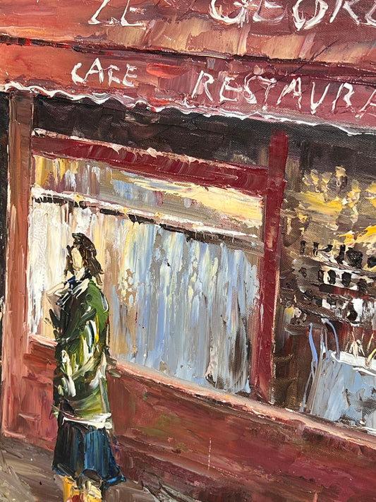 🎨🖼️Hand-painted painting with Parisian scene – 134x104x4 cm 🎨🖼️