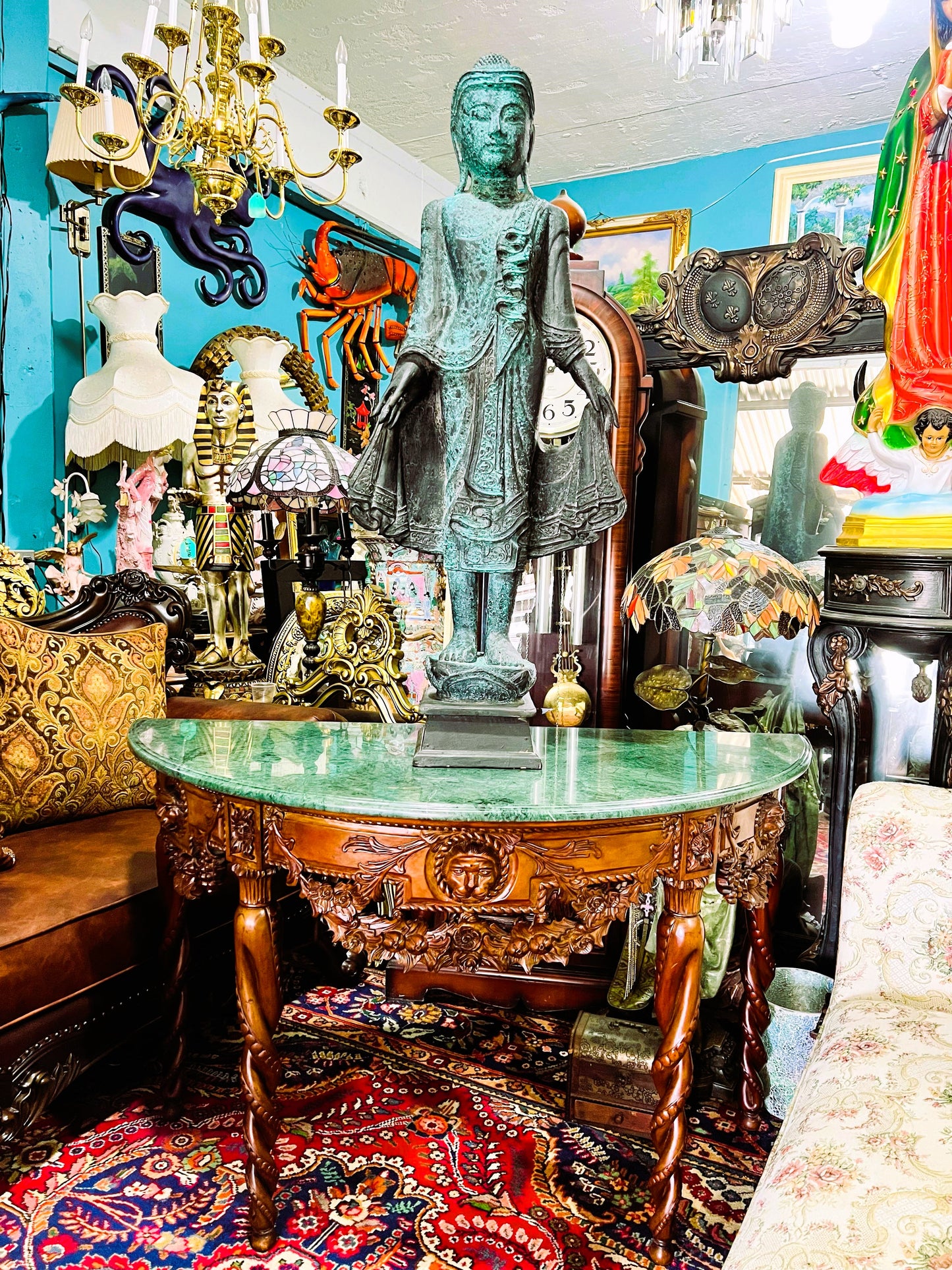 🧘✨🌿 Escultura de Buda Oriental Tallada en Madera 🧘✨🌿