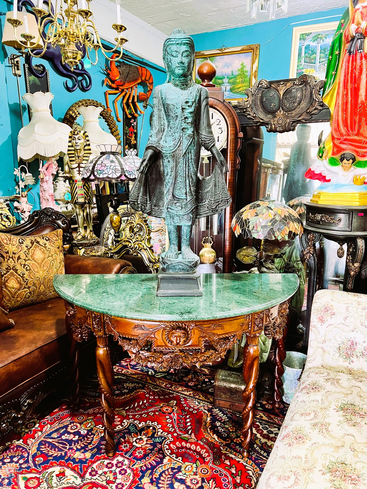 🧘✨🌿 Escultura de Buda Oriental Tallada en Madera 🧘✨🌿