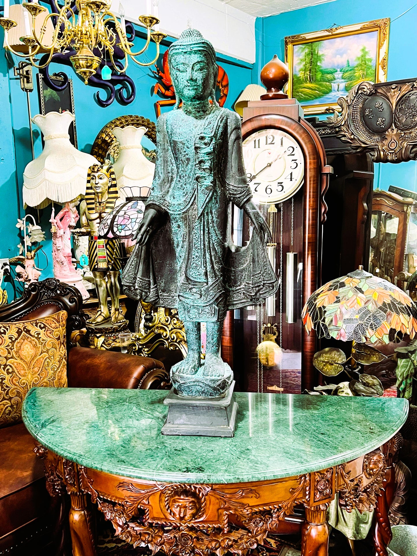 🧘✨🌿 Escultura de Buda Oriental Tallada en Madera 🧘✨🌿
