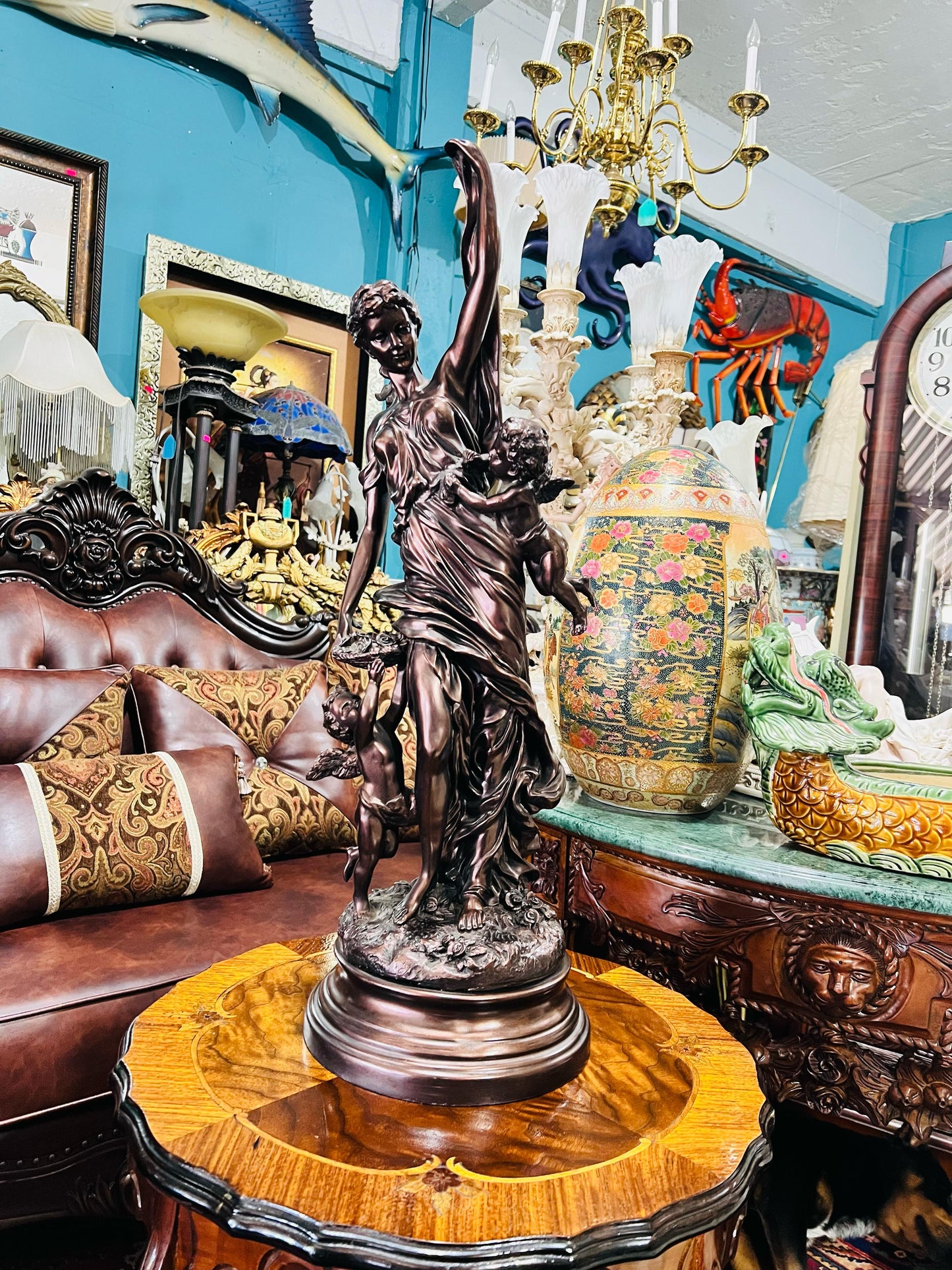 🦅 Bronze Sculpture of an Eagle in Flight with a Globe for Sale 🦅