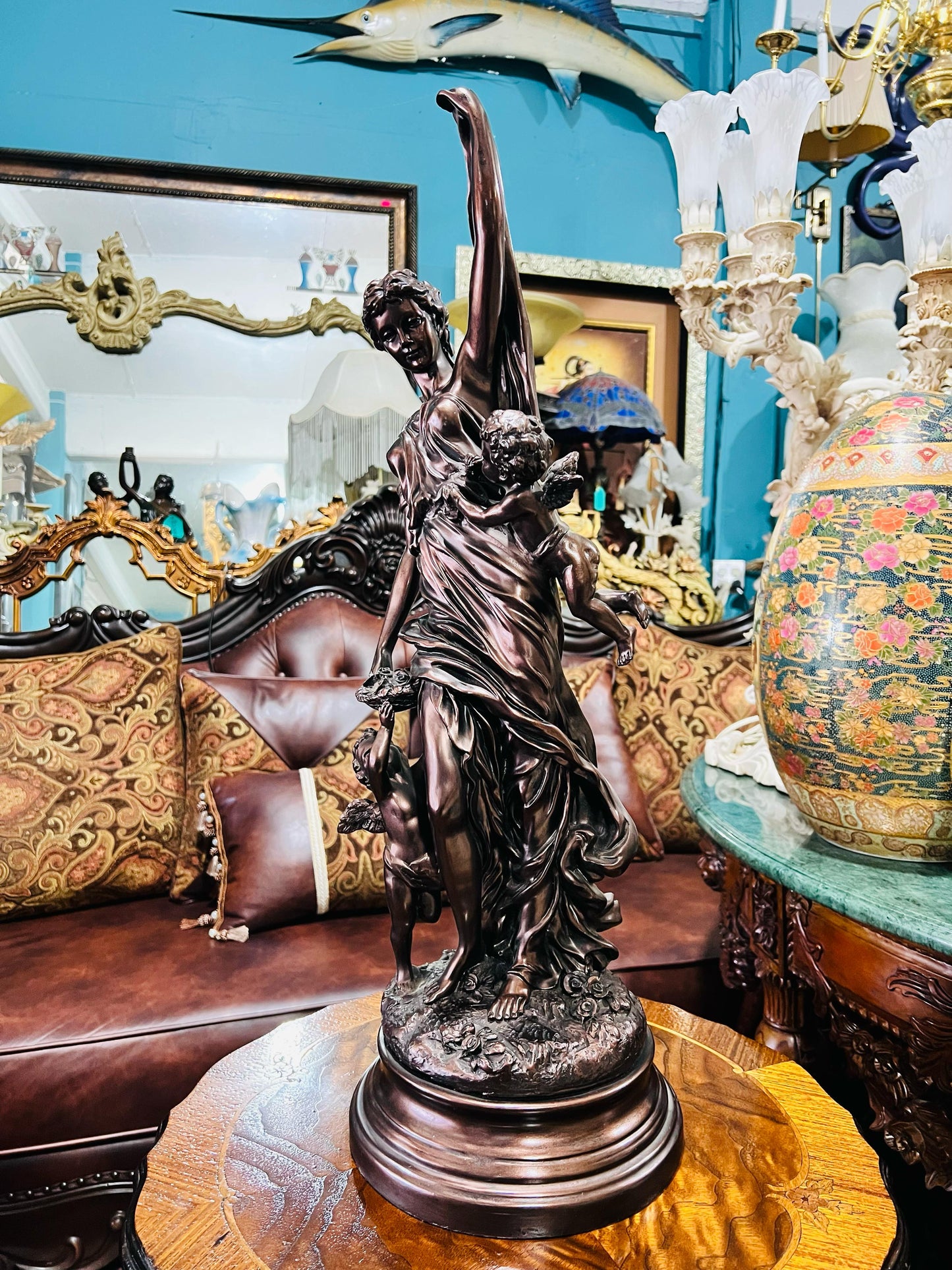 🦅 Bronze Sculpture of an Eagle in Flight with a Globe for Sale 🦅