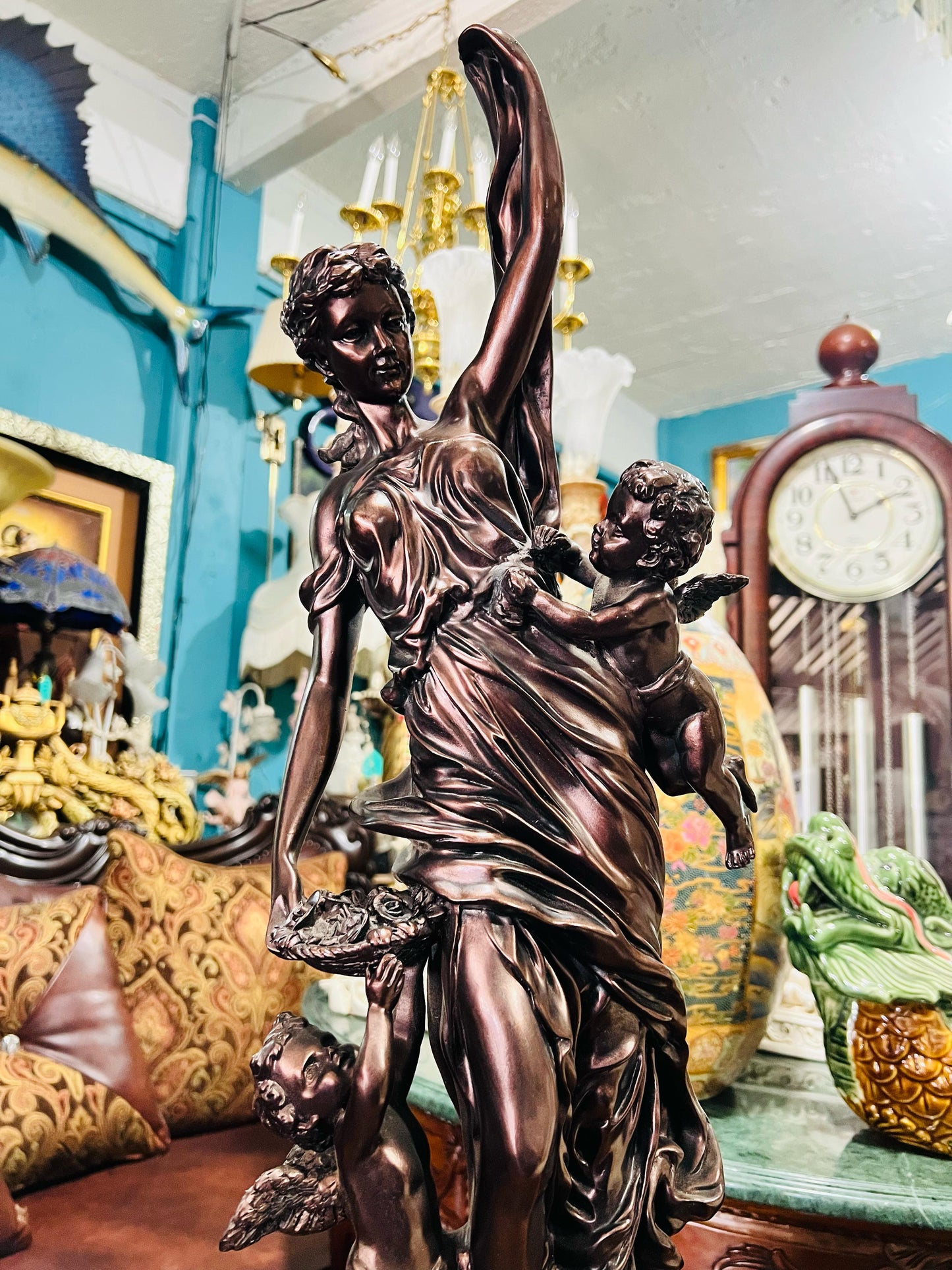 🦅 Bronze Sculpture of an Eagle in Flight with a Globe for Sale 🦅