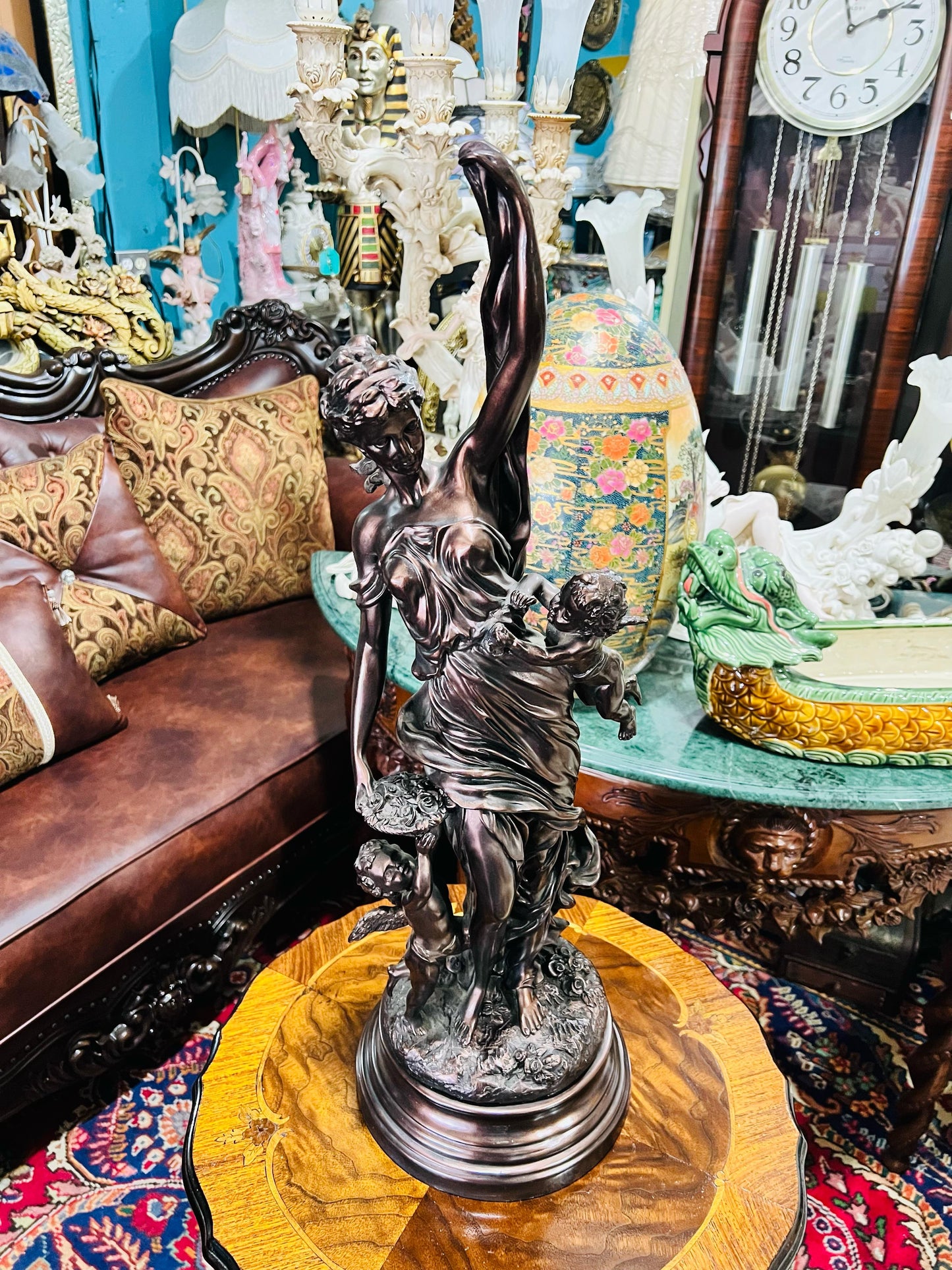 🦅 Bronze Sculpture of an Eagle in Flight with a Globe for Sale 🦅