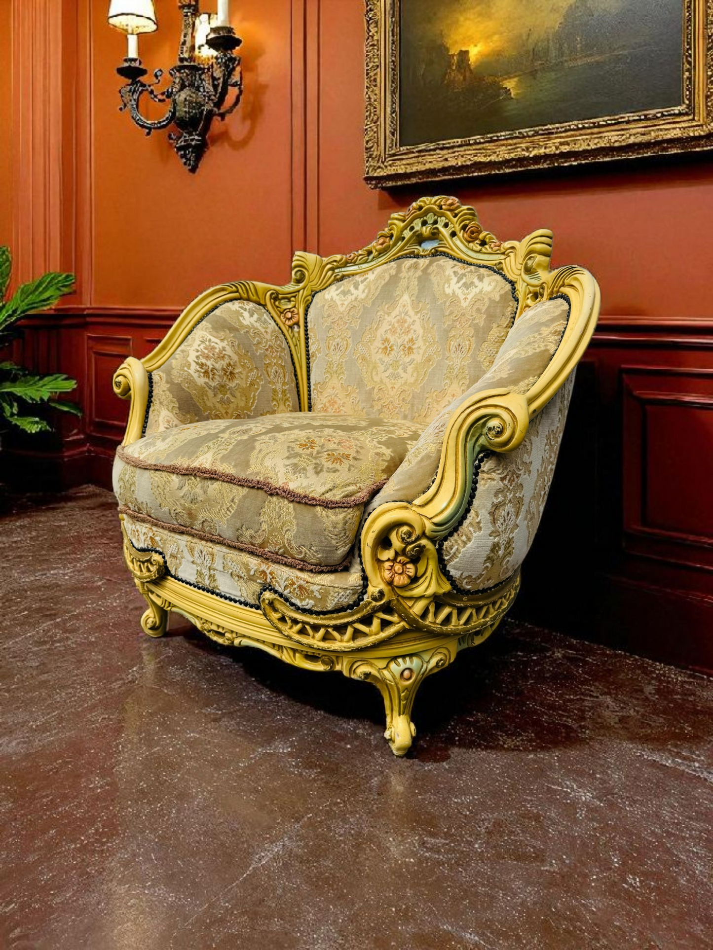🎩 Conjunto de Recibidor Rococó Italiano – 3 Piezas de Distinción y Arte 🏛️