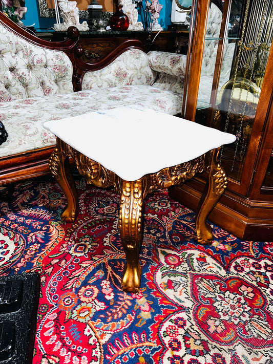 ✨ Par de Mesitas Imperiales con Mármol y Hoja de Oro