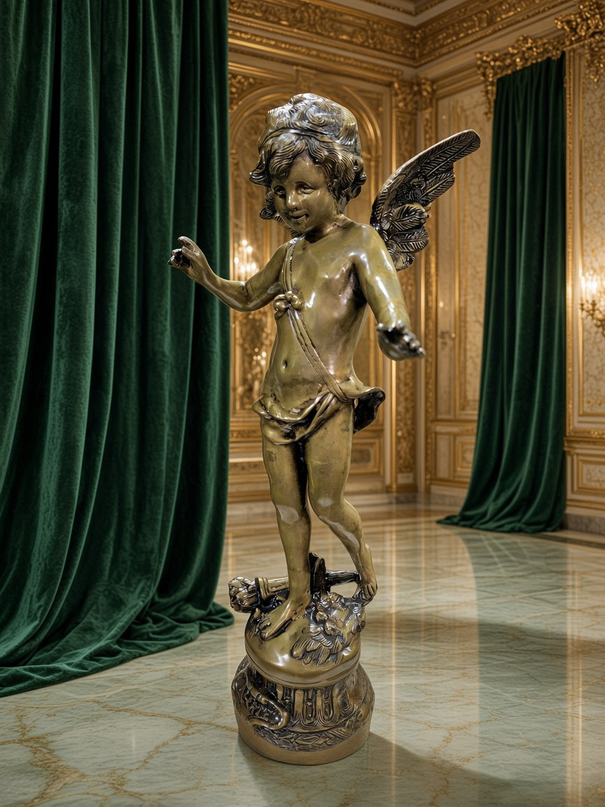 Escultura de Cupido en Bronce "ALERTE" | Estilo Neoclasico Europeo🕊️🌿