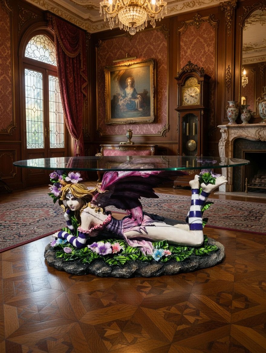 🧚♀️🧚‍♀️Mesa de Centro con Hada Escultural – Fantasía y Elegancia🧚♀️🧚‍♀️