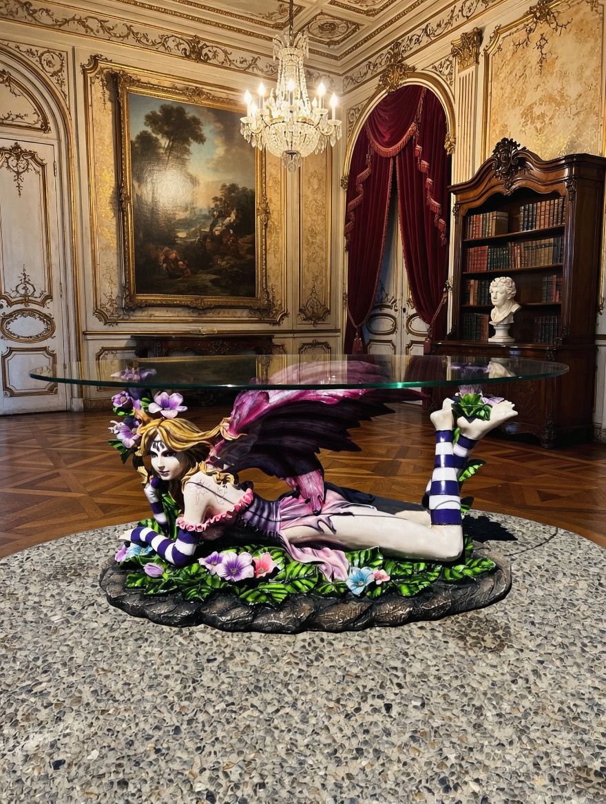 🧚♀️🧚‍♀️Mesa de Centro con Hada Escultural – Fantasía y Elegancia🧚♀️🧚‍♀️