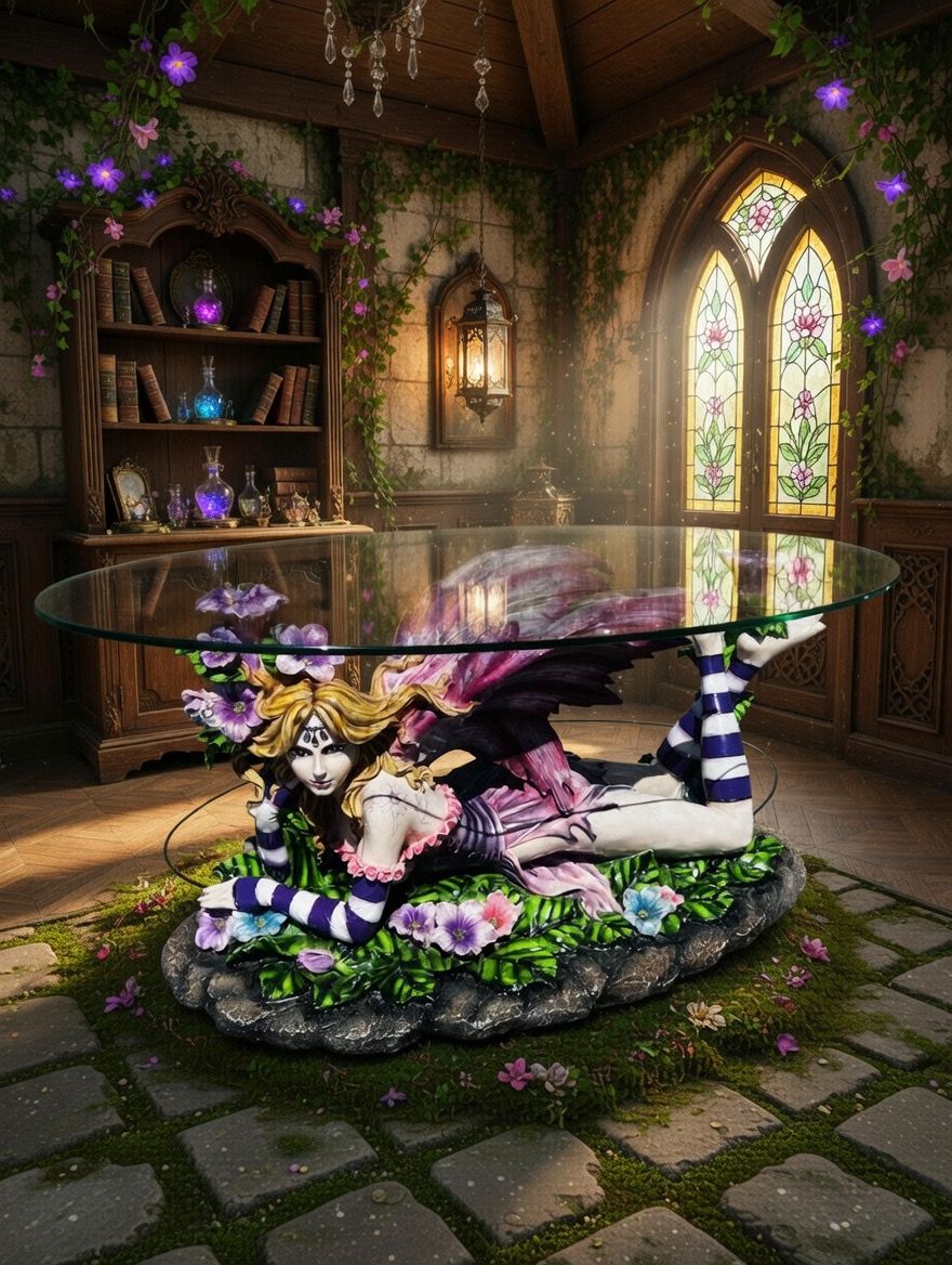 🧚♀️🧚‍♀️Mesa de Centro con Hada Escultural – Fantasía y Elegancia🧚♀️🧚‍♀️