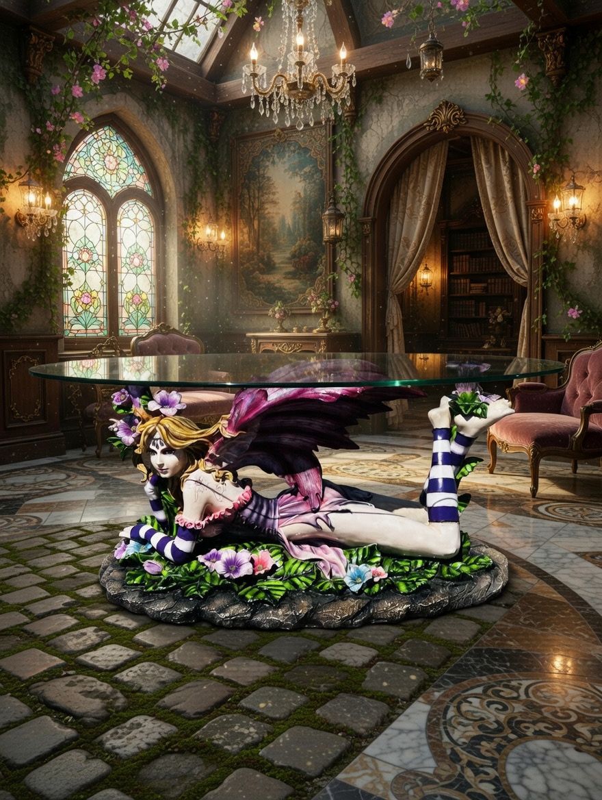 🧚♀️🧚‍♀️Mesa de Centro con Hada Escultural – Fantasía y Elegancia🧚♀️🧚‍♀️