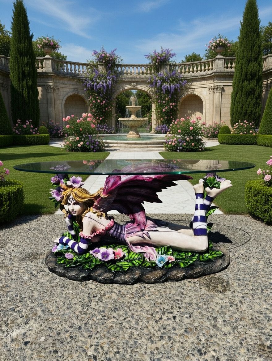 🧚♀️🧚‍♀️Mesa de Centro con Hada Escultural – Fantasía y Elegancia🧚♀️🧚‍♀️