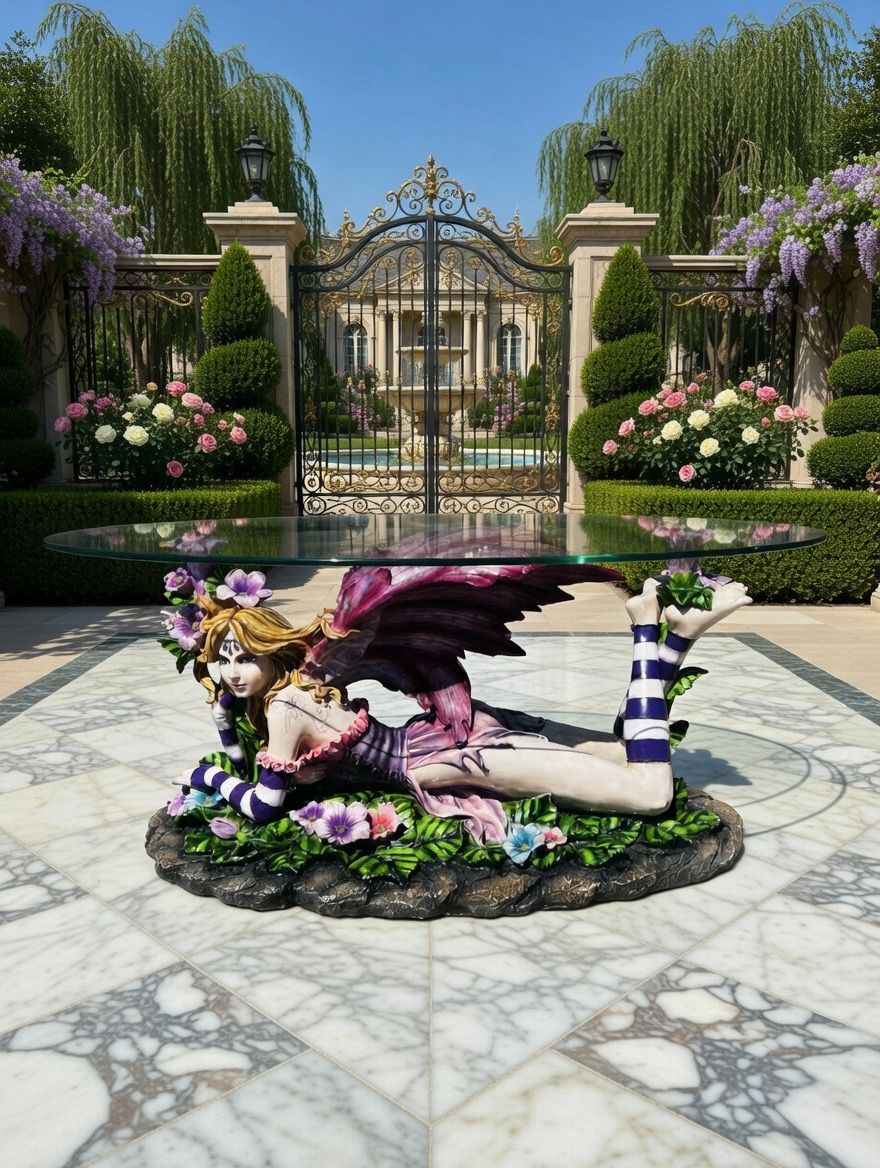 🧚♀️🧚‍♀️Mesa de Centro con Hada Escultural – Fantasía y Elegancia🧚♀️🧚‍♀️