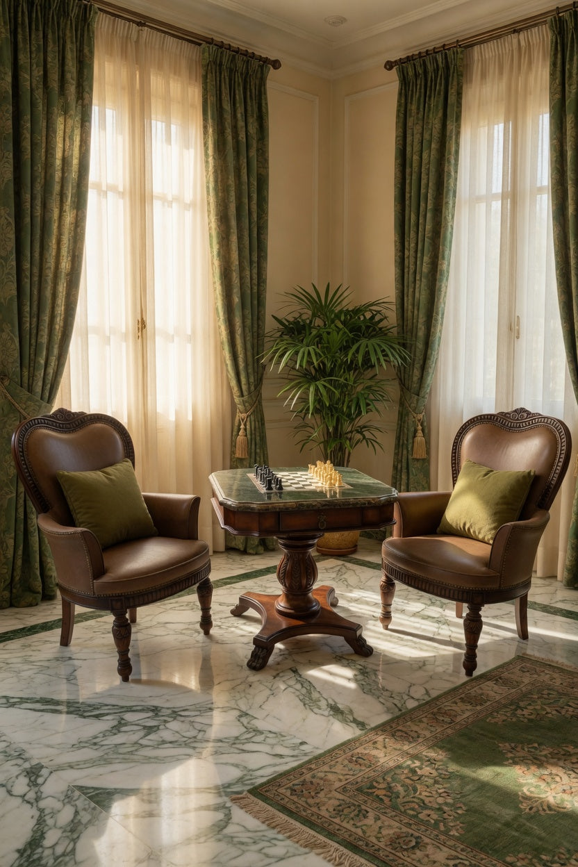 Lexington Chess Table with Chairs + Butler Table – Classic Elegance✨🏛️
