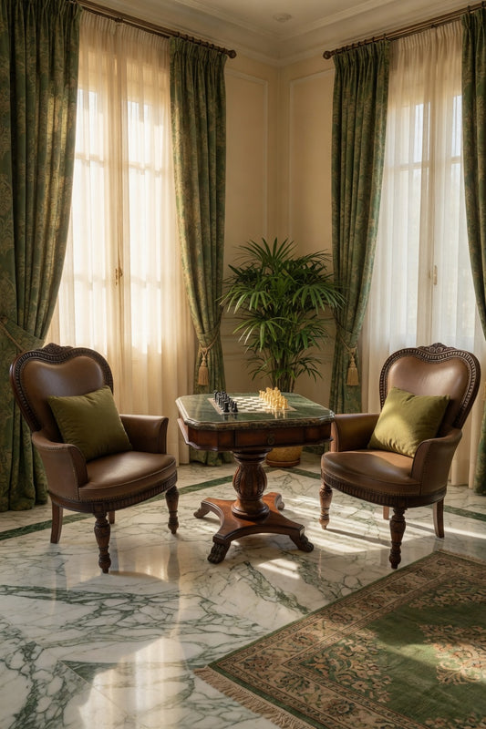 Mesa De Ajedrez Con Sillas Lexington + Mesa Butler – Elegancia Clasica✨🏛️
