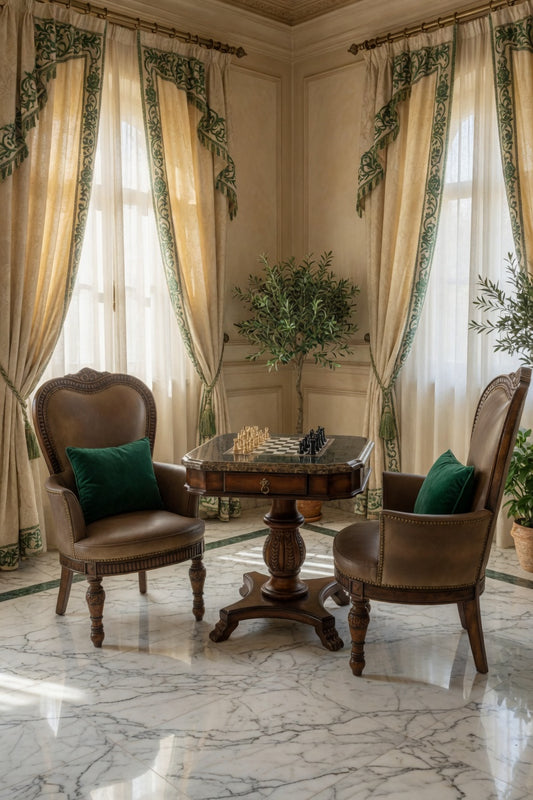 Mesa De Ajedrez Con Sillas Lexington + Mesa Butler – Elegancia Clasica✨🏛️