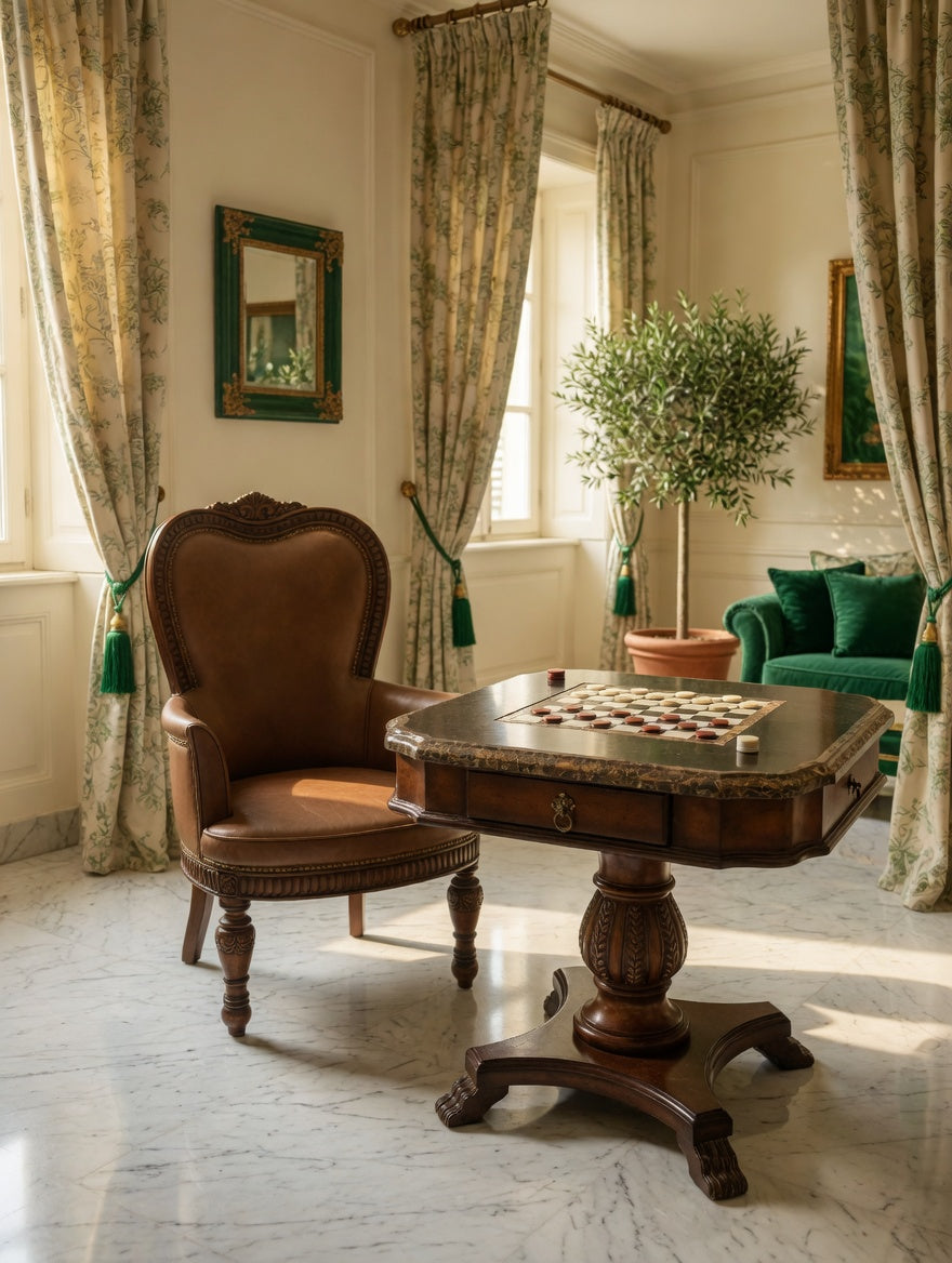 Lexington Chess Table with Chairs + Butler Table – Classic Elegance✨🏛️