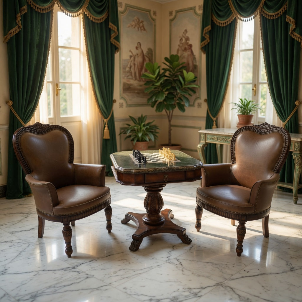 Lexington Chess Table with Chairs + Butler Table – Classic Elegance✨🏛️