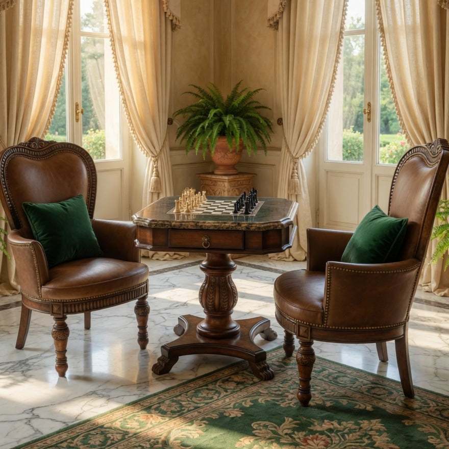 Lexington Chess Table with Chairs + Butler Table – Classic Elegance✨🏛️