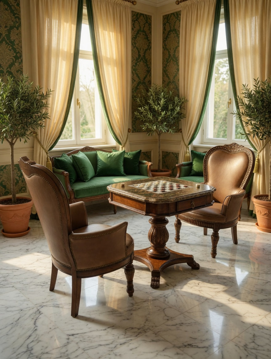 Lexington Chess Table with Chairs + Butler Table – Classic Elegance✨🏛️