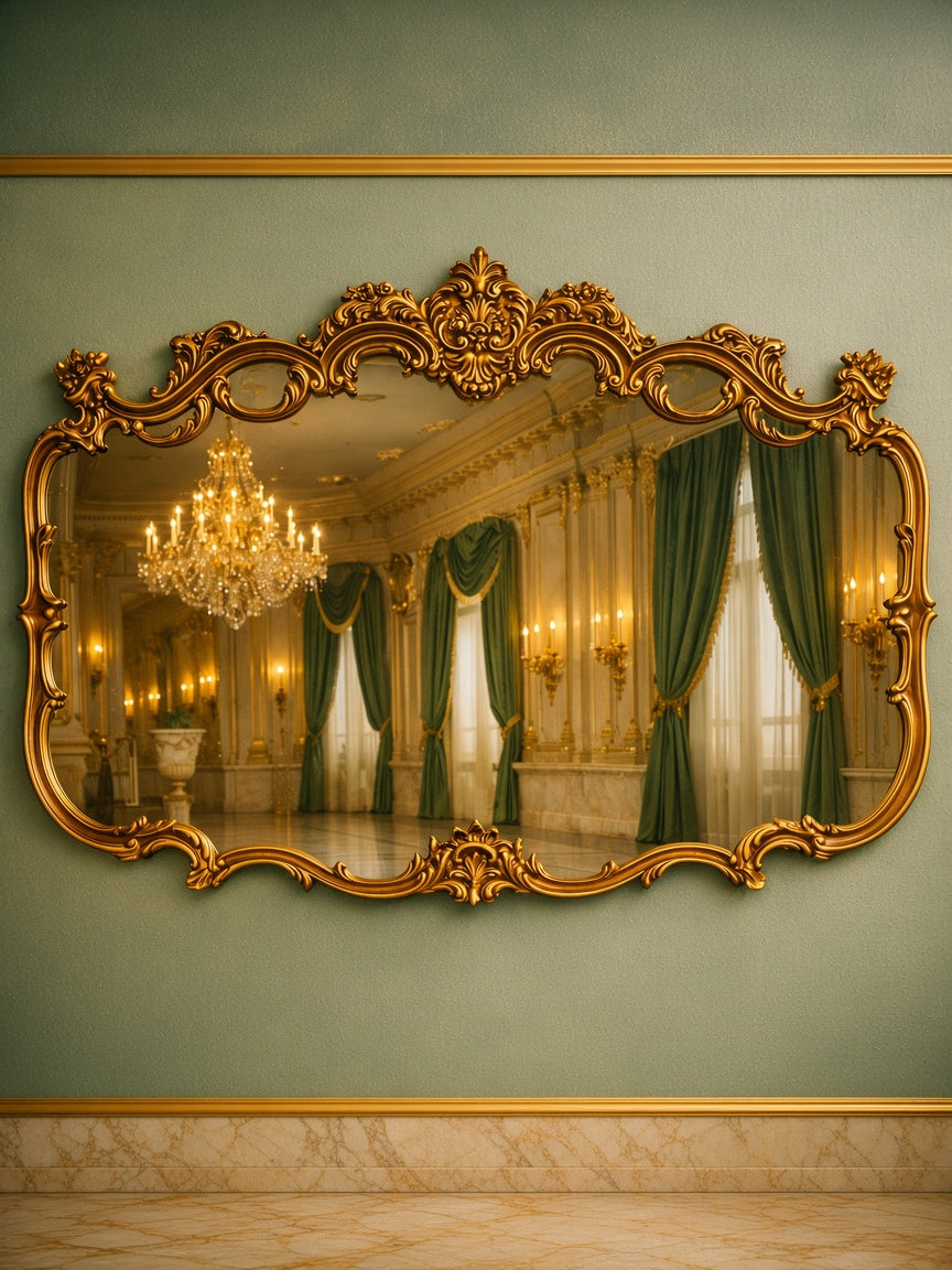 Espejo Diseño Esilo Barroco Guildan Mirror en Hoja de Oro🪞🏛️🌿