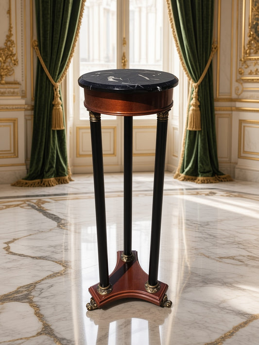 Neoclassical Bombay Pedestal with Marble-Look Top ✨🏛️