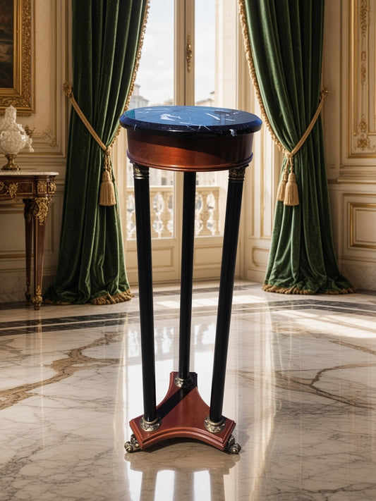Neoclassical Bombay Pedestal with Marble-Look Top ✨🏛️