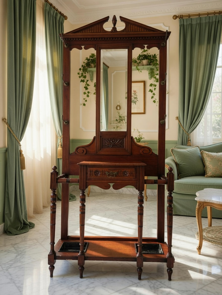 🪞🏛️ Perchero de Madera con Espejo