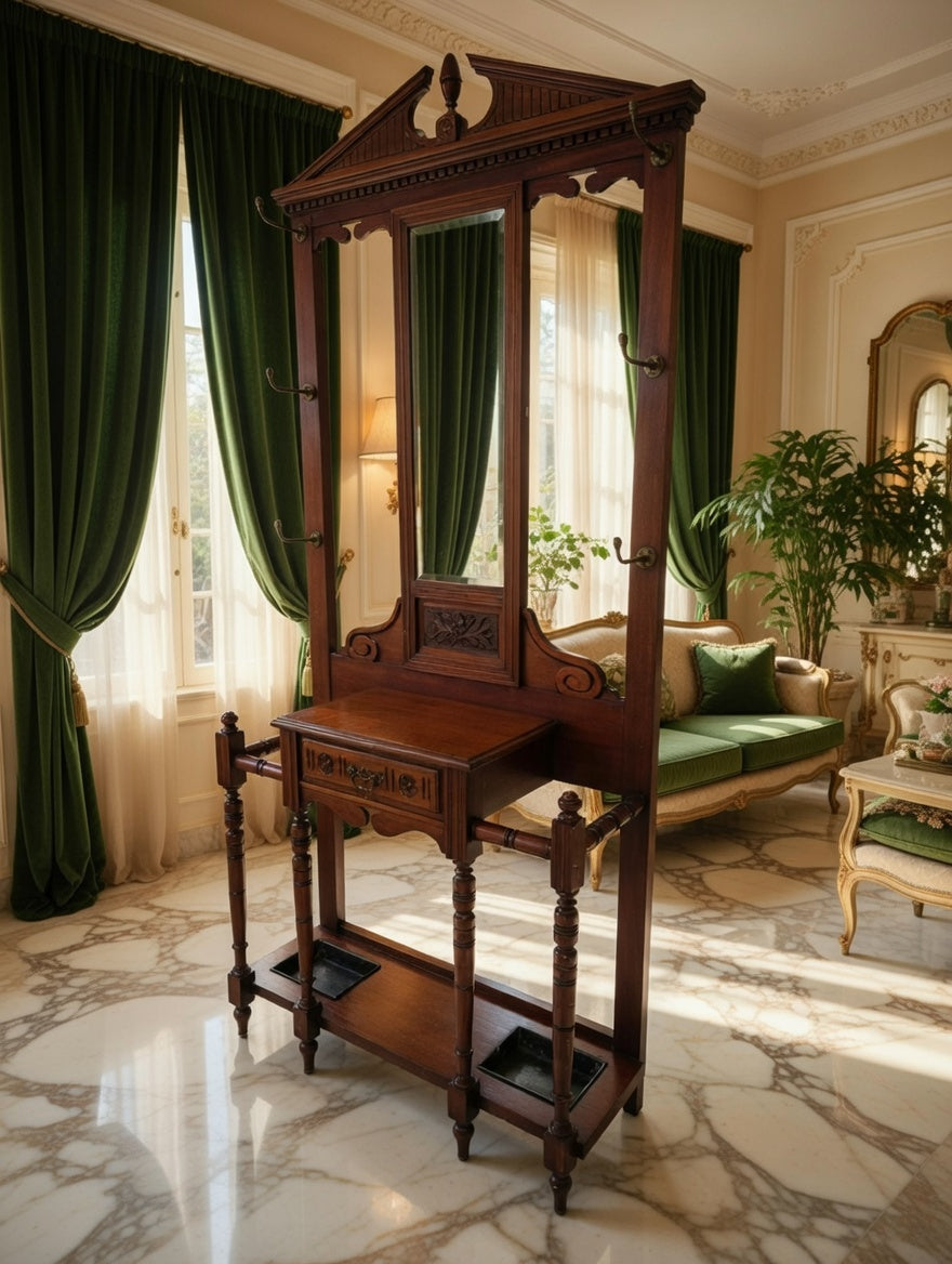 🪞🏛️ Perchero de Madera con Espejo