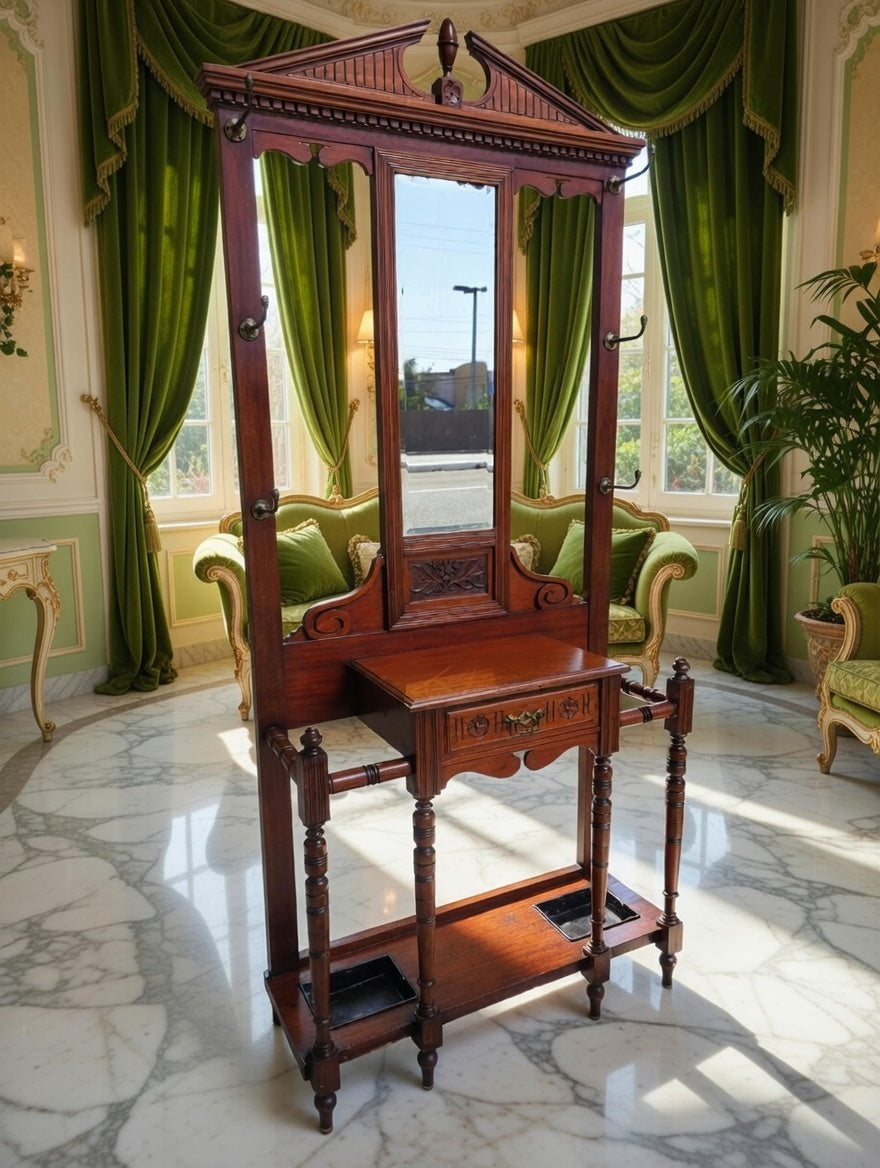 🪞🏛️ Perchero de Madera con Espejo