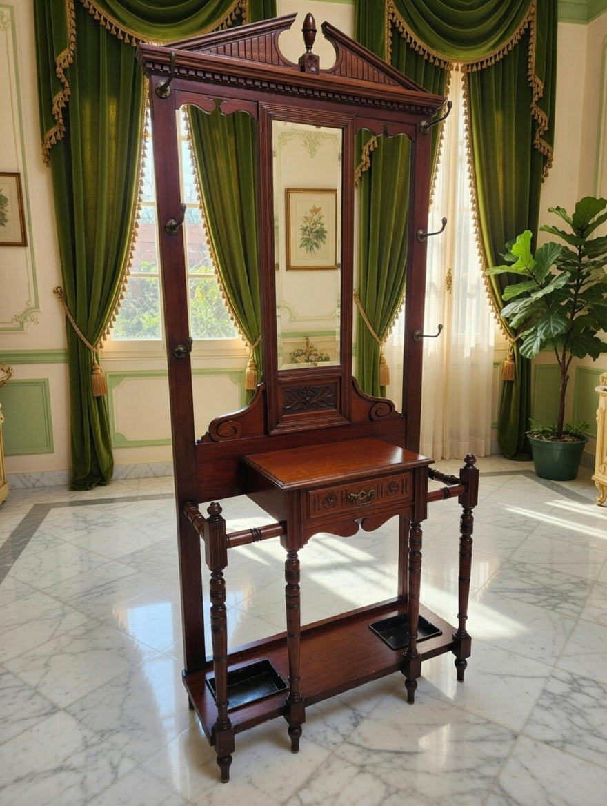 🪞🏛️ Perchero de Madera con Espejo