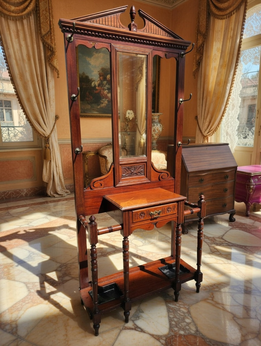 🪞🏛️ Perchero de Madera con Espejo