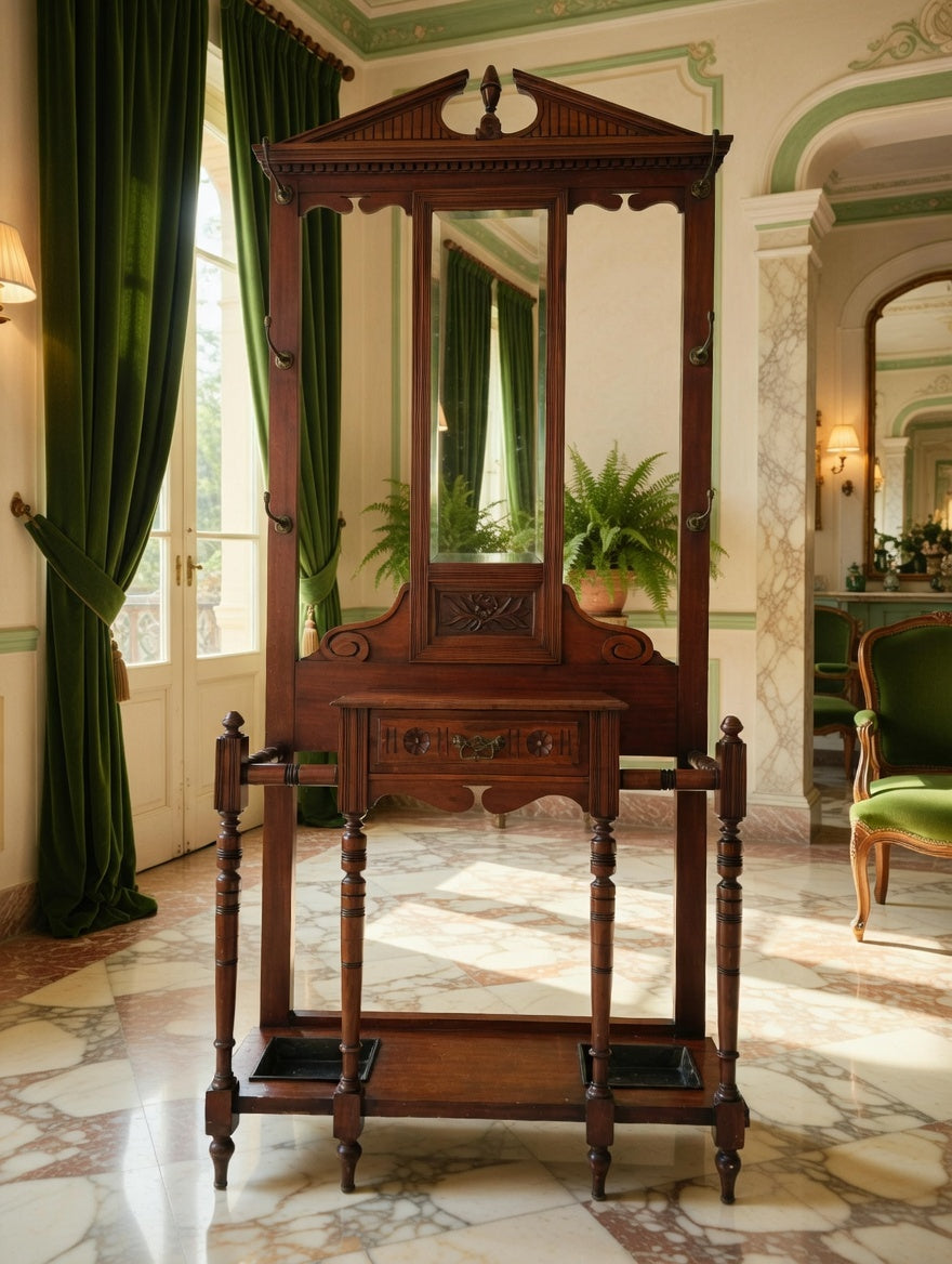 🪞🏛️ Perchero de Madera con Espejo