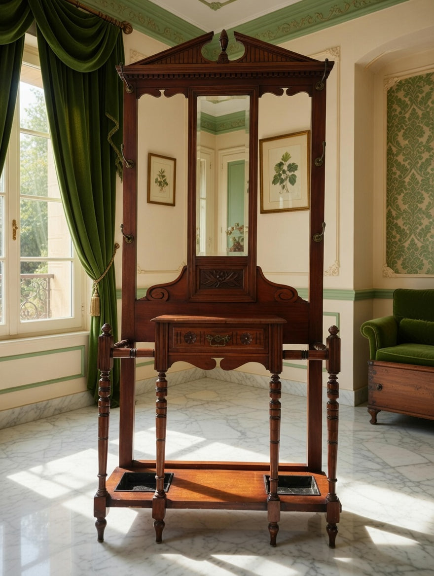 🪞🏛️ Perchero de Madera con Espejo